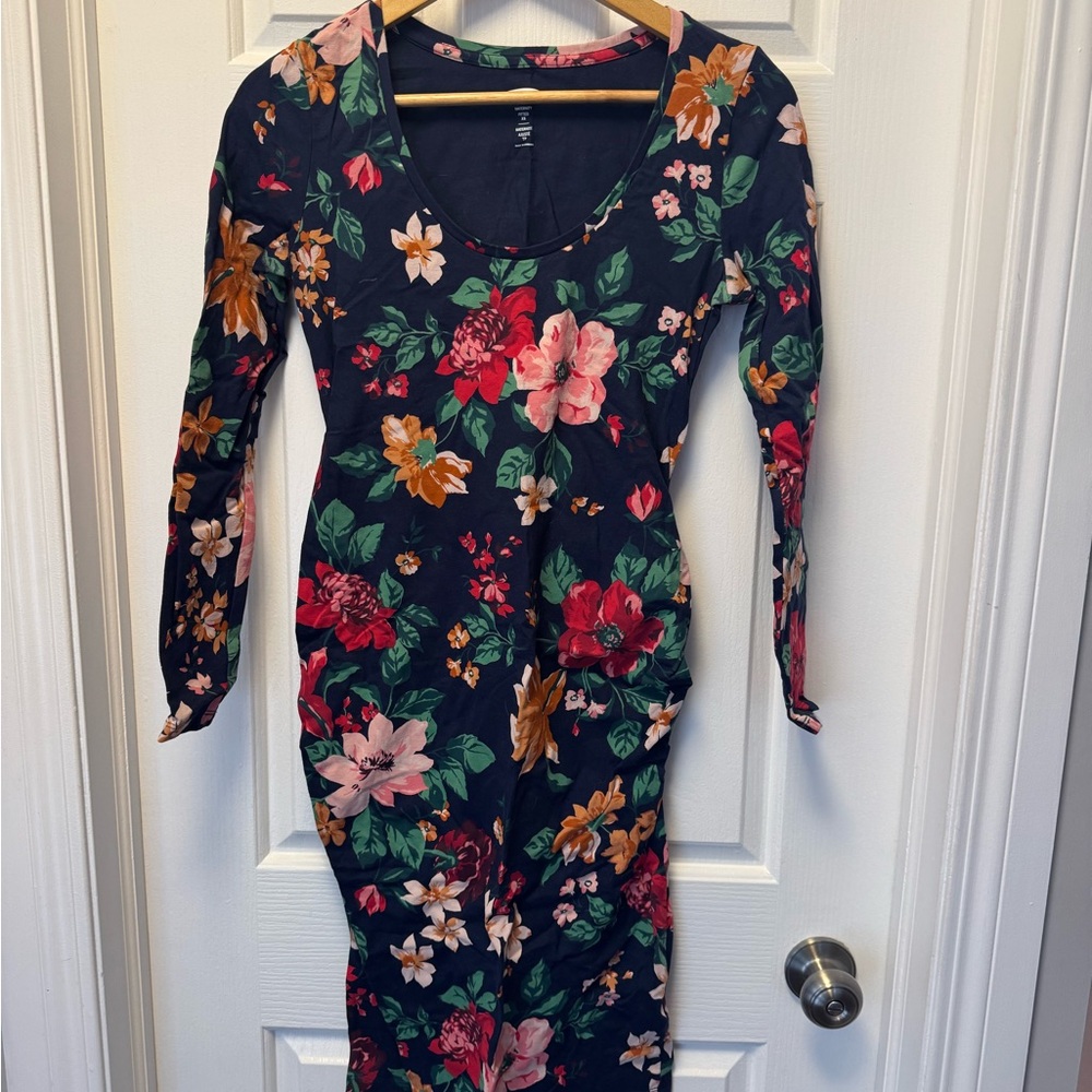 Floral Long Sleeve Maternity Dress